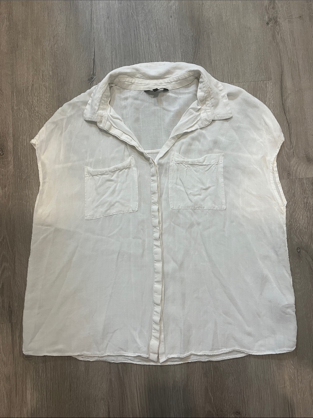 RW&CO. Cream Linen-Blend Button-Up Shirt